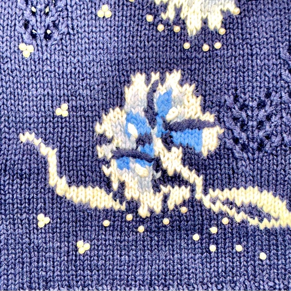 Susan Bristol Y2K Floral Cardigan Sweater Cottagecore Medium Vintage hand knit - Picture 6 of 9